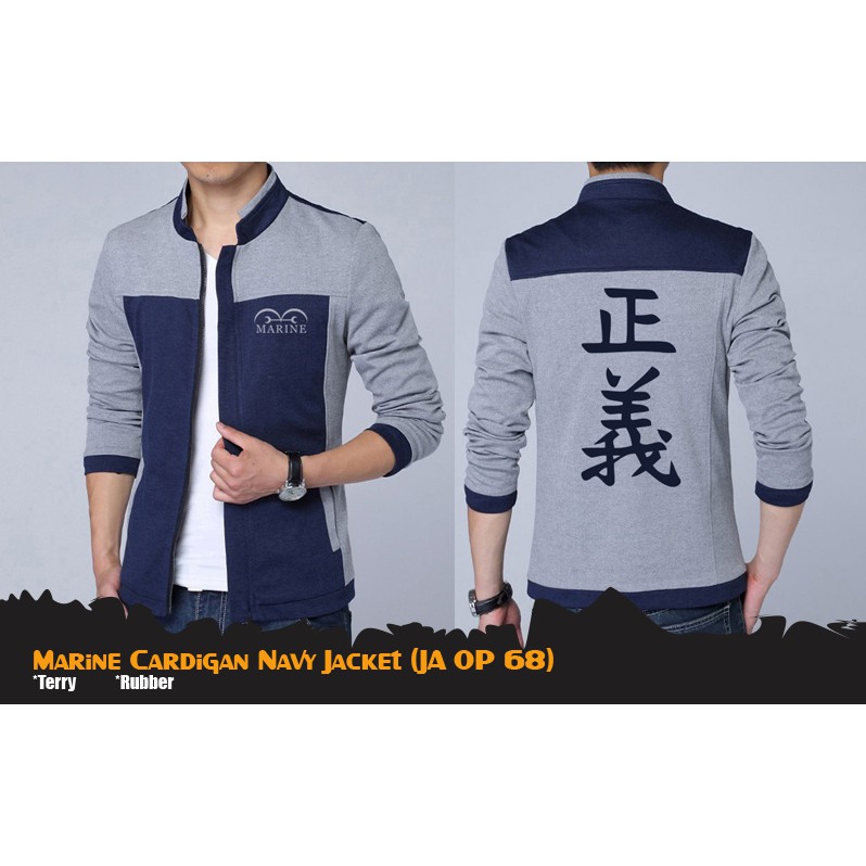 Jaket Anime One Piece Blue Cardigan JA OP 68 - Jaket Marine Kizaru