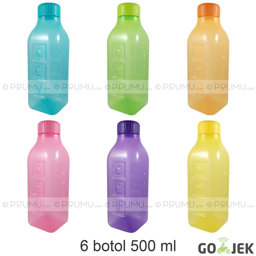 GO-JEK 6 Botol Minum 500 ml Square - Souvenir ultah  - Clio Evo Square