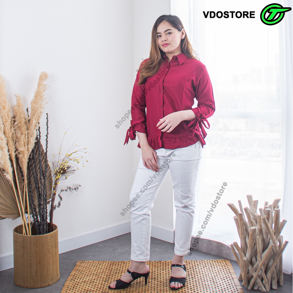 BLOUSE WANITA ATASAN WANITA BLUS PREMIUM POLOS LENGAN PANJANG CEWEK CEWE