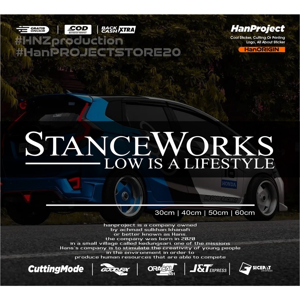STICKER KACA MOBIL LOGO STANCE WORKS CUTTING REFLECTIVE TERBARU | BISA CUSTOME SESUAI SELERA