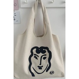 NEW Totebag Vintage Populer Tas Tote BIG Bahan Kanvas-CURLY SMILE