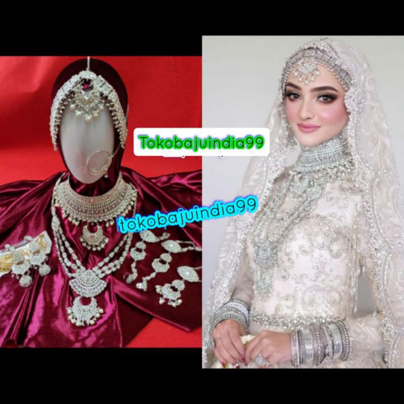 Aksesoris set perhiasan india set nikahan aksesoris india perhiasan wedding kalung nikahan jodha
