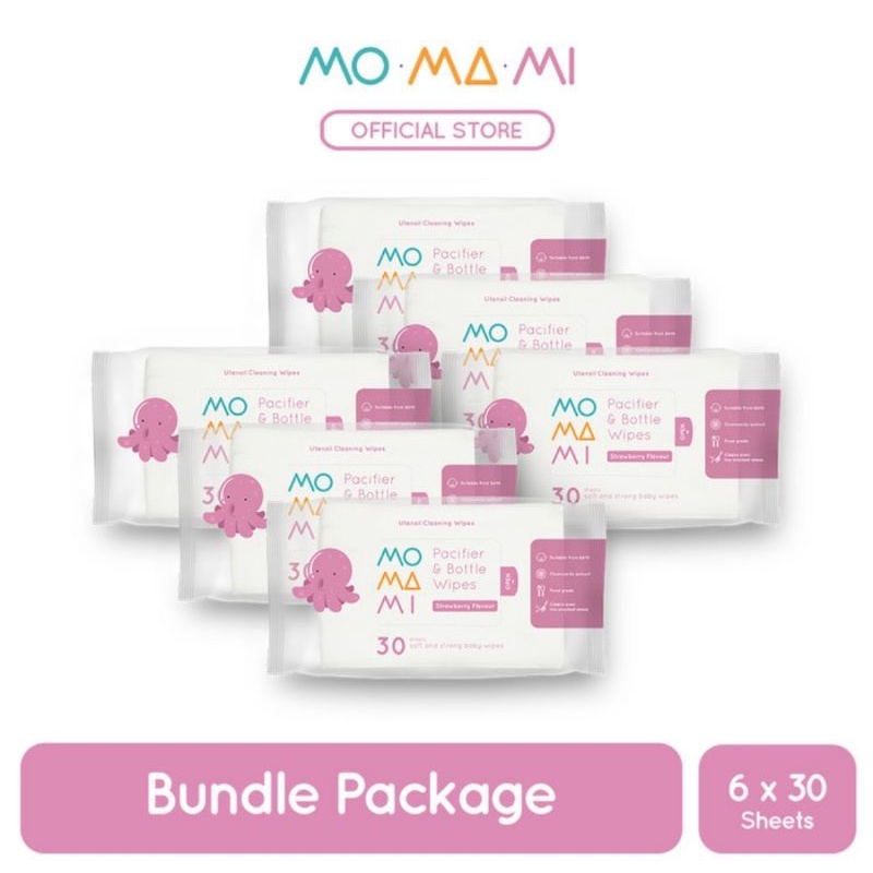 Momami Baby Wipes Bundle 6 Pcs x 30s/Tisu Basah Momami Paket Bundle