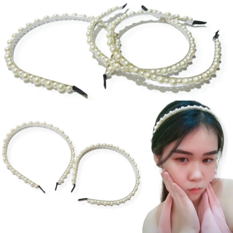 Bando Korea Mutiara Variasi Mixed Korean Pearl Headband