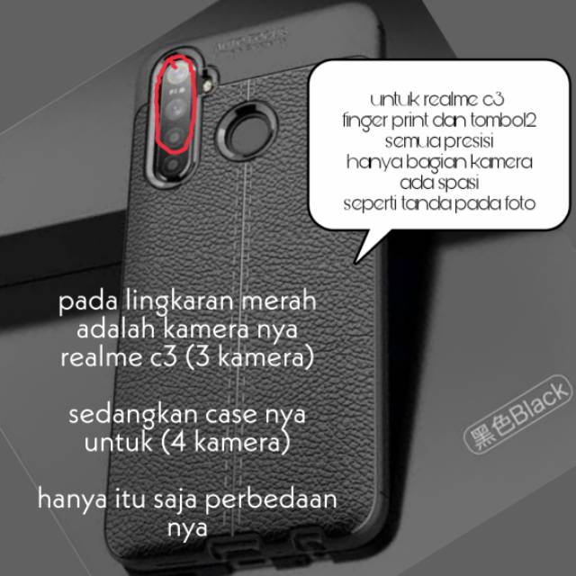 Soft case/silicon REALME C3 (solusi alternatif) &amp; PRESISI - pilihan warna hitam &amp; bening jelly