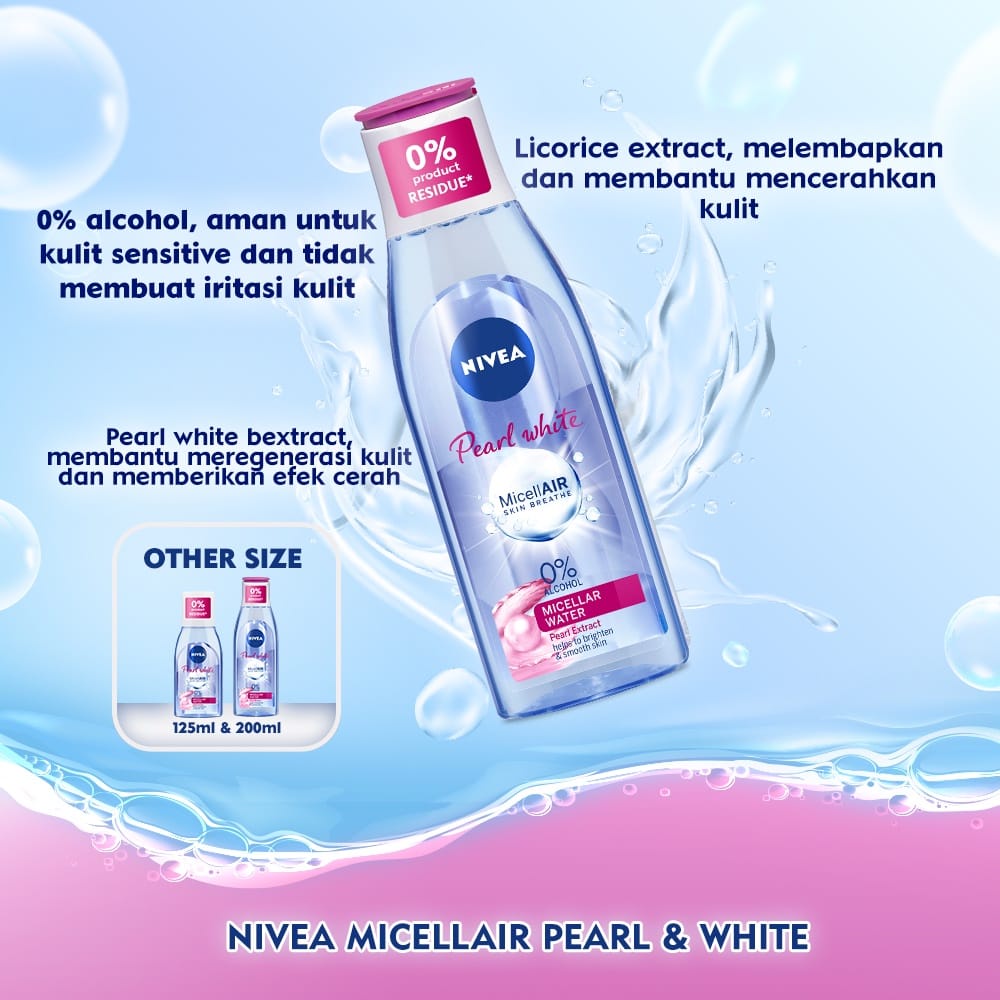 NIVEA MICELLAR WATER 200ML HYDRATION &amp; PEARL WHITE MAKE UP REMOVER