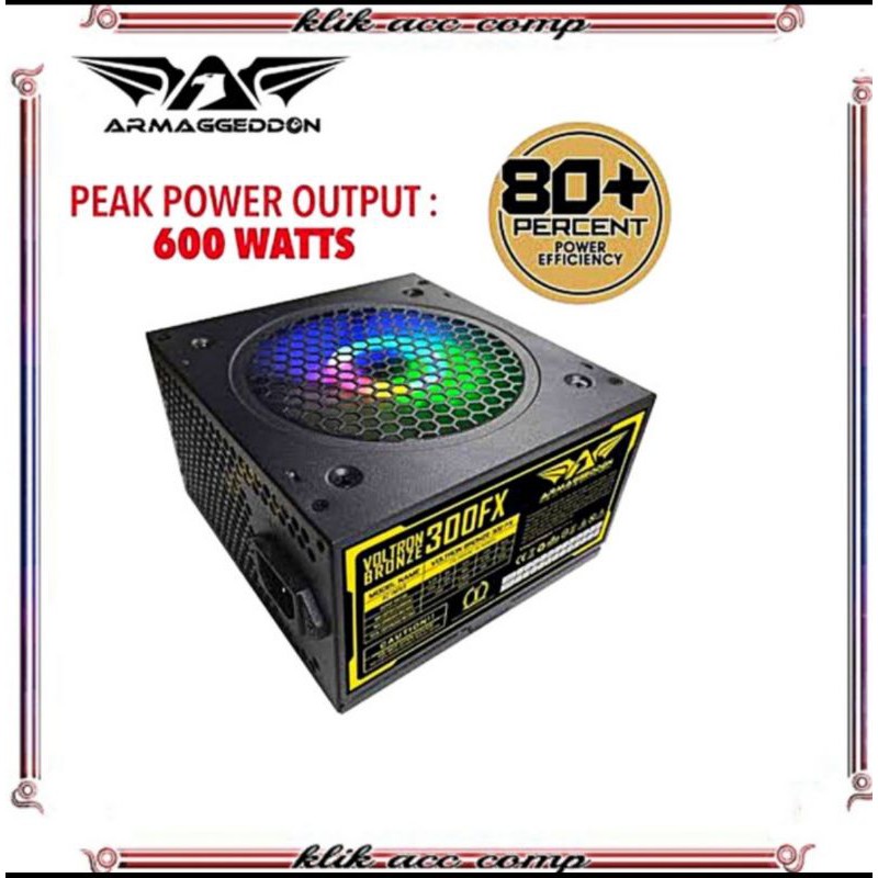 Armaggeddon Voltron Bronze 300FX-600 Watt - Multicolour LED Light/pawer supply CPU/PC