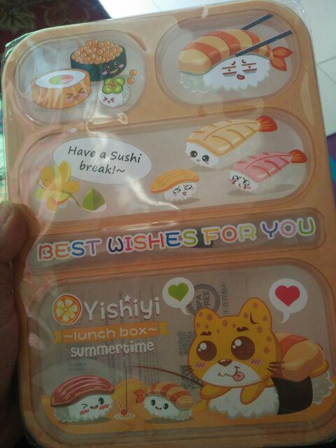 Lunch Box Yooyee Grid Sekat 5 Karakter / Tempat Makan Yooyee Anti Tumpah