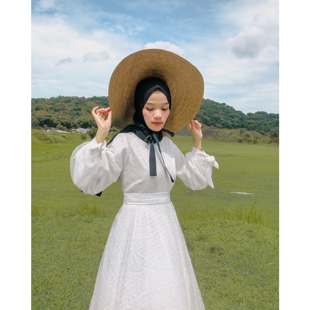 RANIA DRESS BYGIAGIO dress kondangan gaun akad simple gaun wedding pernikahan baju muslim putih gaun lamaran elegan pakaian wanita pesta elegan fashion korea dres lebaran cantik anggun mewah nyaman gaun vintage bahan lace tulle furing tebal fashion cantik