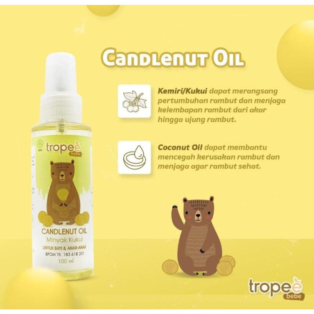 Tropee Bebe Candlenut Oil Candlenut Shampoo Olive Message Oil Hair Lotion TROPEEBEBE Tropeebebe Hair Lotion Tropee Kukui Tropee Bye Bye Bug Spray Cream Menyuburkan rambut bayi Perawatan rambut bayi