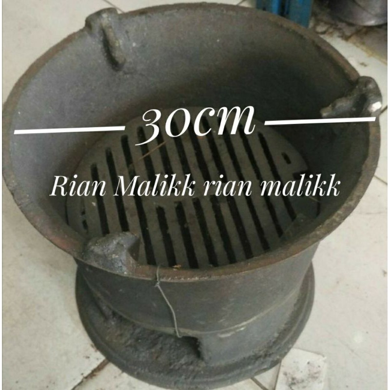 Anglo kompor besi baja cor tempat arang panggang ukuran besar 30 cm