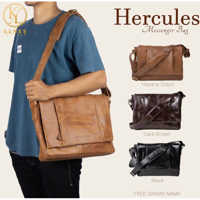 Messenger Bag - Tas Laptop Kulit Asli - HERCULEZ  - Kenes Leather