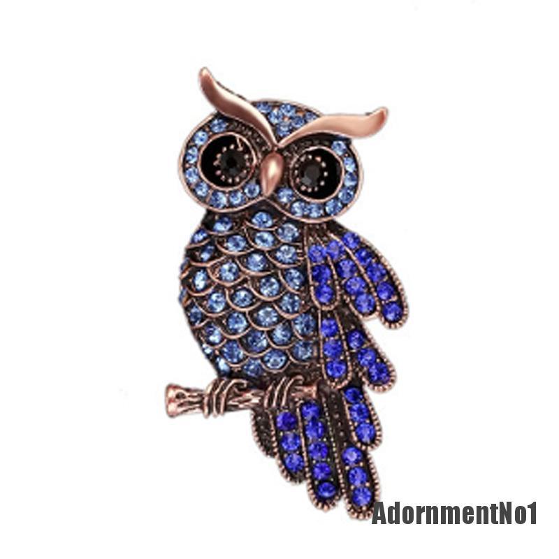 (Adornmentno1) Pin Bros Burung Hantu Hiasan Berlian Imitasi Bahan Zinc Alloy