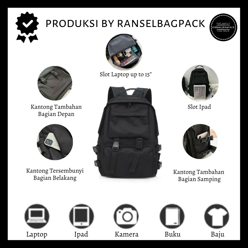 Tas Ransel - Backpack Punggung Anti Air Anak Remaja Sekolah Kuliah Kantor Travelling Model Korea Kekinian Terbaru Fashion Multifungsi Backpack Perempuan Wanita Cewek