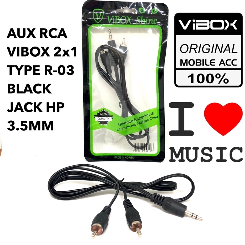 GROSIR KABEL AUX RCA R03 VIBOX RCA 2x1 BLACK SERIES R-03 JACK 3.5MM HD TO AV AUDIO OUTPUT