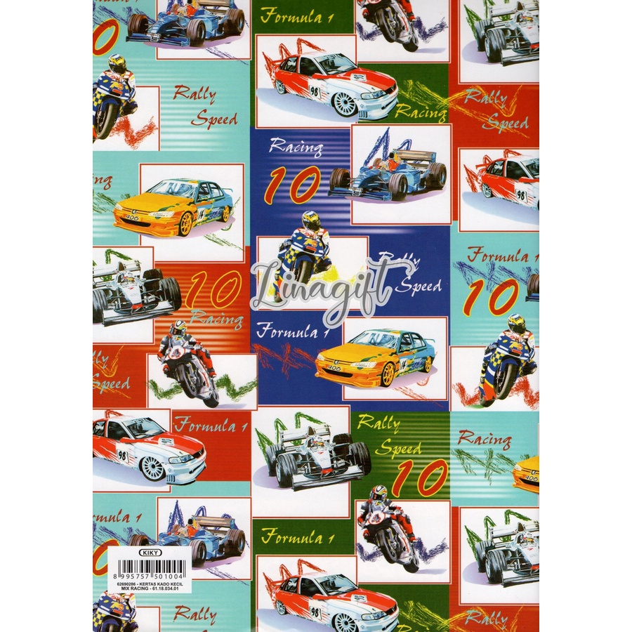 ( 5 Lembar ) CARS KIKY - KERTAS KADO - GIFT WRAPPING PAPER CONSTRUCTION CAR / MOBIL KONSTRUKSI / KIDS / BOY / MOBIL / RACING