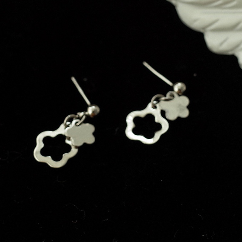 Silver Flower Earrings Accessories Wild Punk Dark