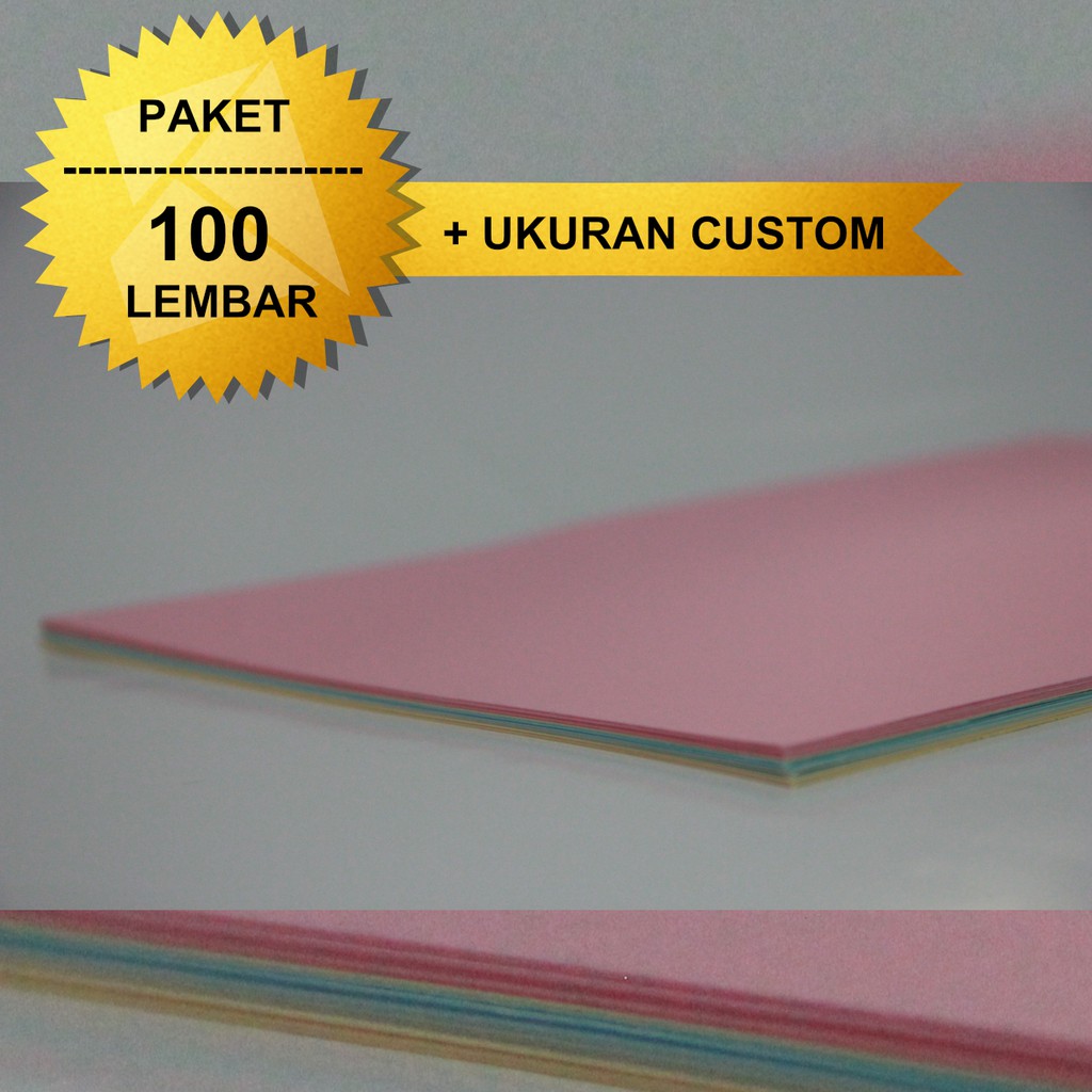 

KERTAS BC / MANILA WARNA MUDA F4 dan A4 PAKET 100 LEMBAR + UKURAN CUSTOM