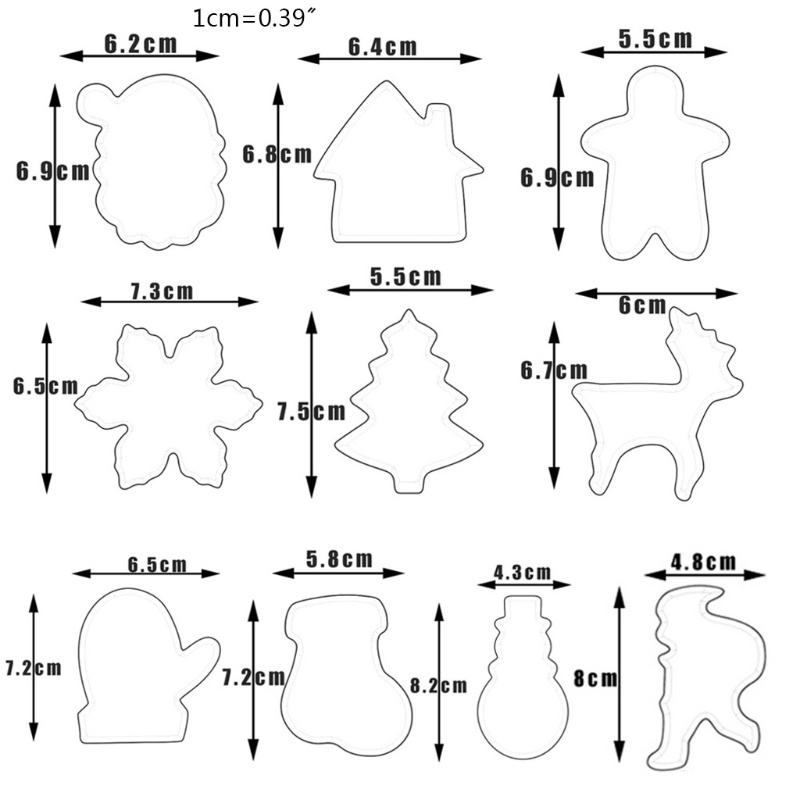Zzz Cetakan Kue / Fondant Bentuk Kartun Natal 3D Bahan Stainless Steel 10 Tipe
