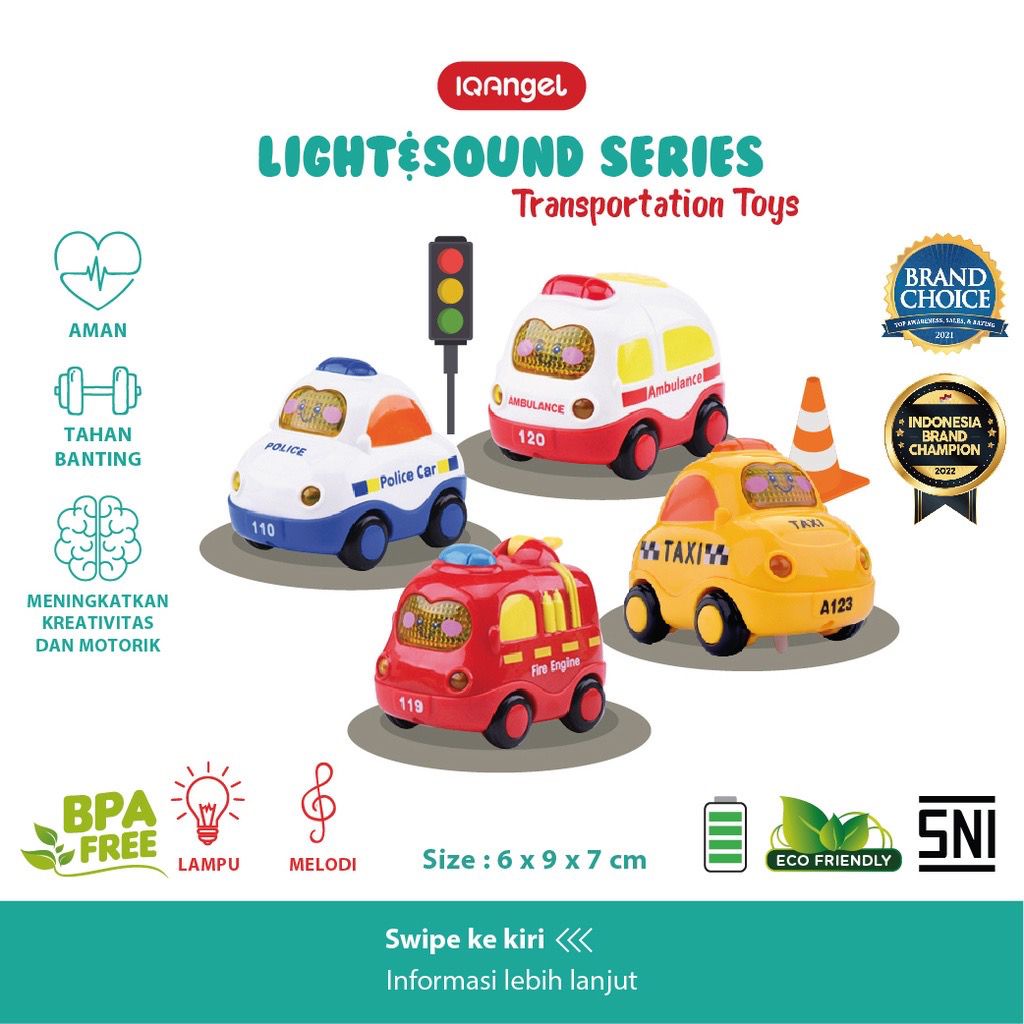 Mainan anak - IQangel Transportation Car Toys Light &amp; Sound Series/ Mainan Bayi Edukasi