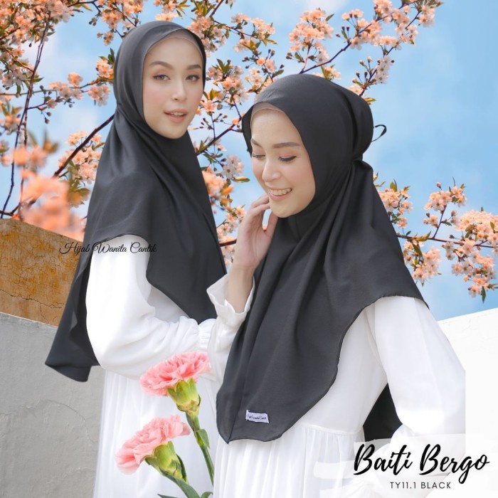 Hijabwanitacantik - Hijab Instan Baiti Bergo Polos - Black