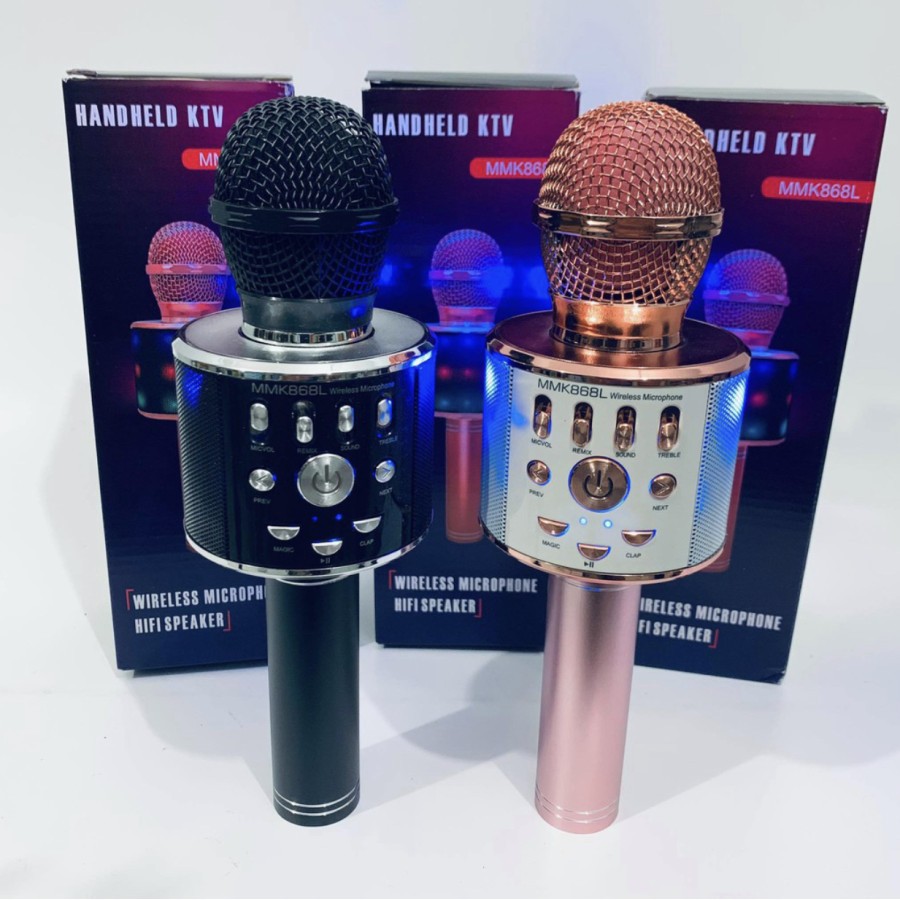 MIC BLUETOOTH SPEAKER LAMPU LED RGB MMK868L SUARA PATEN LAMPU DISCO