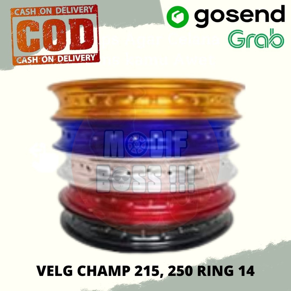 VELG RUJI RIM MOTOR MERK CHAMP RING 14-215 MERAH HITAM GOLD BIRU SILVER