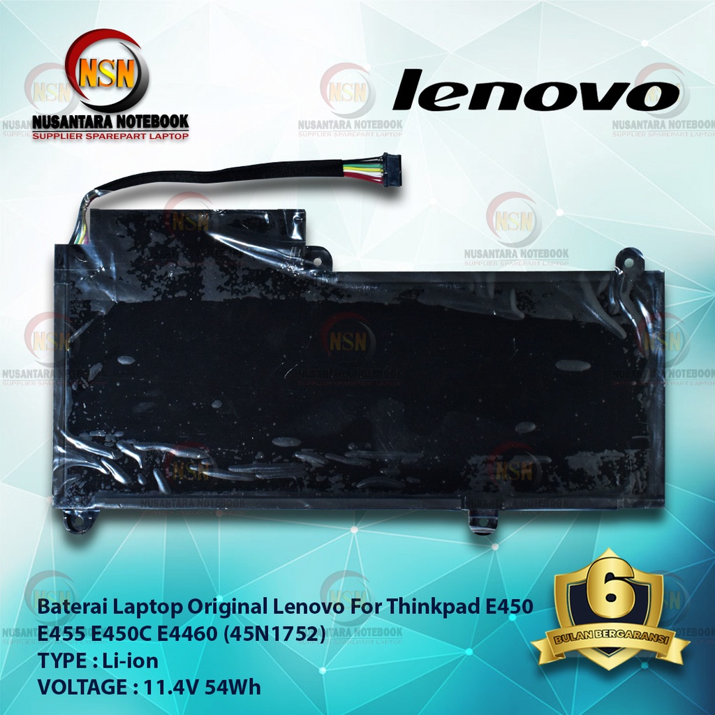 Baterai Original Laptop Lenovo THINKPAD E450 E455 E450C E4460 45N1752 (Black)