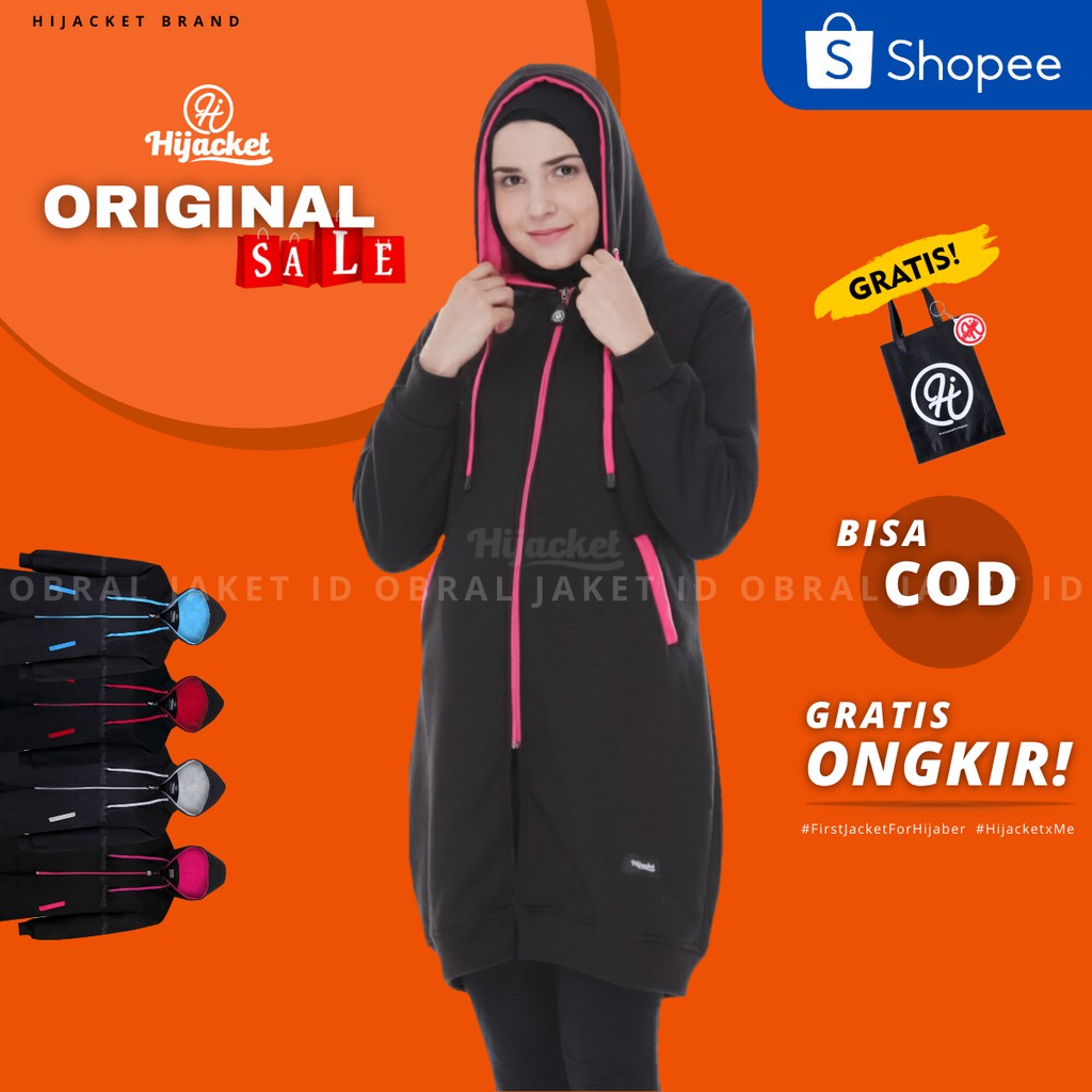Hijacket Basic Black Original Bandung | Hoody Wanita Size L XL XXL Garansi 100%