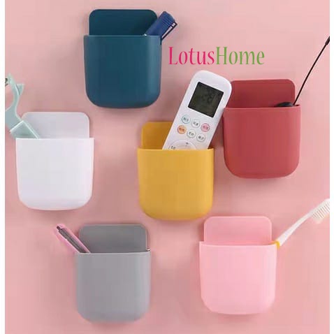 Holder/rak hp macaron remote AC TV pulpen sikat gigi dll tempel dinding atk serbaguna model tas belanja
