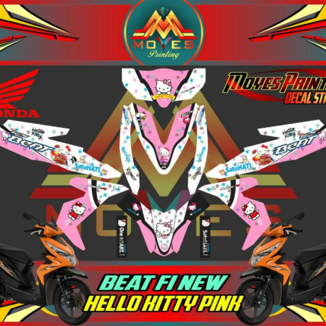 Sticker Motor Fulbody Honda Beat New Decal Motor Honda Beat New hello kitty pink