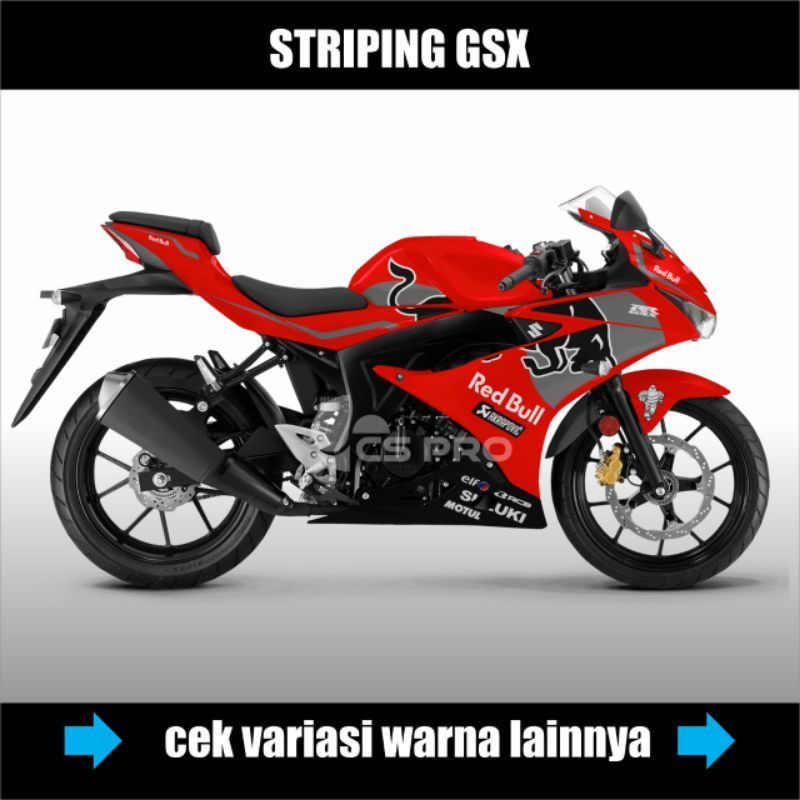 Striping Decal Suzuki Gsx 150R Stiker Variasi Motif Red Bull