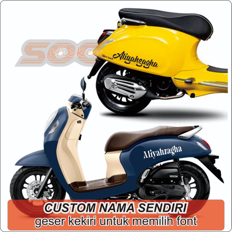 Custom Stiker Nama Sendiri Stiker Motor Mobil Laptop isi 2 pcs