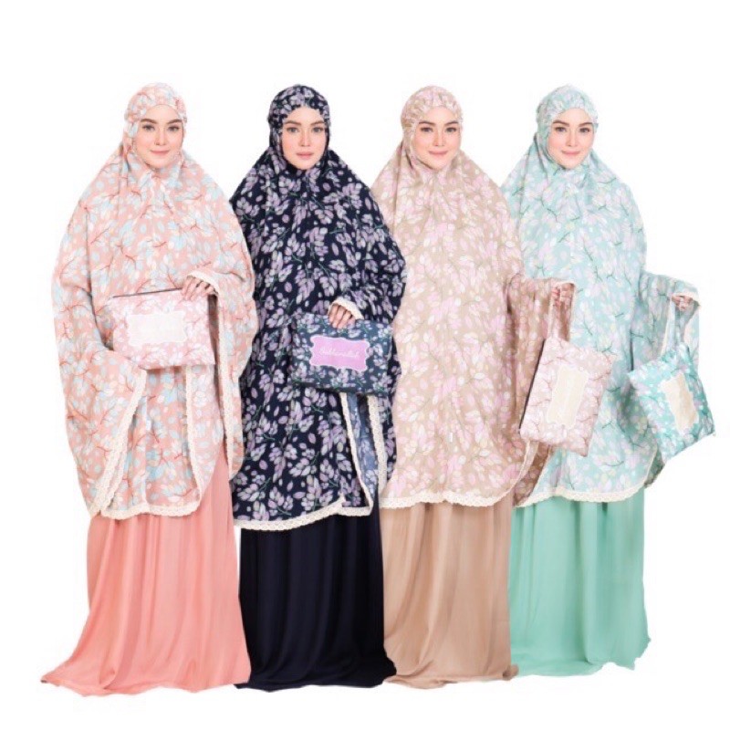 FULL SET SAJADAH ALINA ORCHID &amp; DAISY MUKENA FAHIJABLOVE | Mukena rayon traveling | MUKENA FAHIJAB