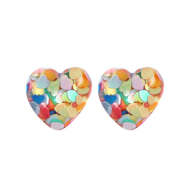 LRC Anting Tusuk Fashion Color Resin Love Earrings F72482