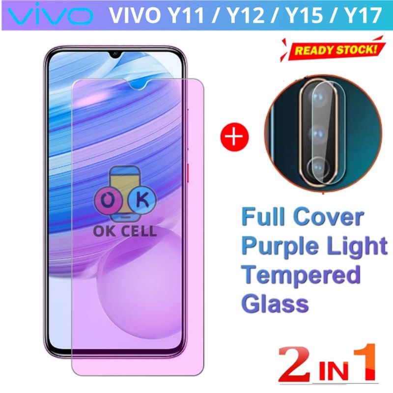 2in1 - Tempered Glass TG Anti Gores Blue Light Radiasi Vivo Y12 Y15 Y17 Screen Protector Premium