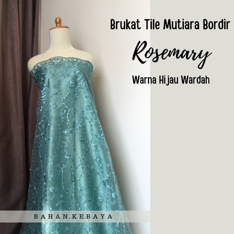 Kain Brukat Bahan Kebaya Tile Bordir Mutiara Rosemary Series Hijau Wardah Rosegold Coksu Latte Silver Ungu Lilac Taro