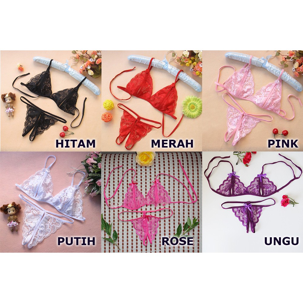 GO! 001 BRA SET WANITA LINGERIE SEXY WOMEN SLEEP WEAR BH CEWEK G-STRING RENDA PAKAIAN DALAM COD