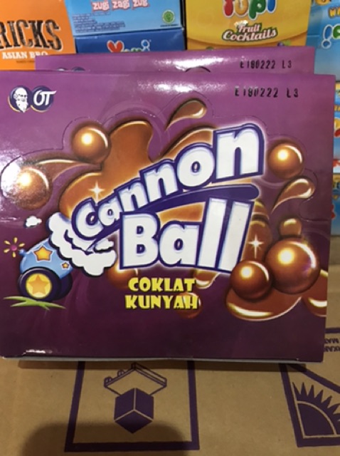 CANNON BALL canon bal coklat kunyah. 1 box isi 24 Sachet