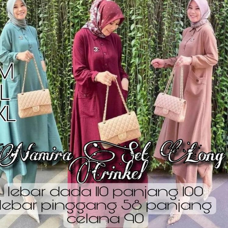 Lagi Tren.. Setelan Wanita Terbaru Namira Set Tunik Dan Celana Baju Polos M L XL Ootd Korean Style B