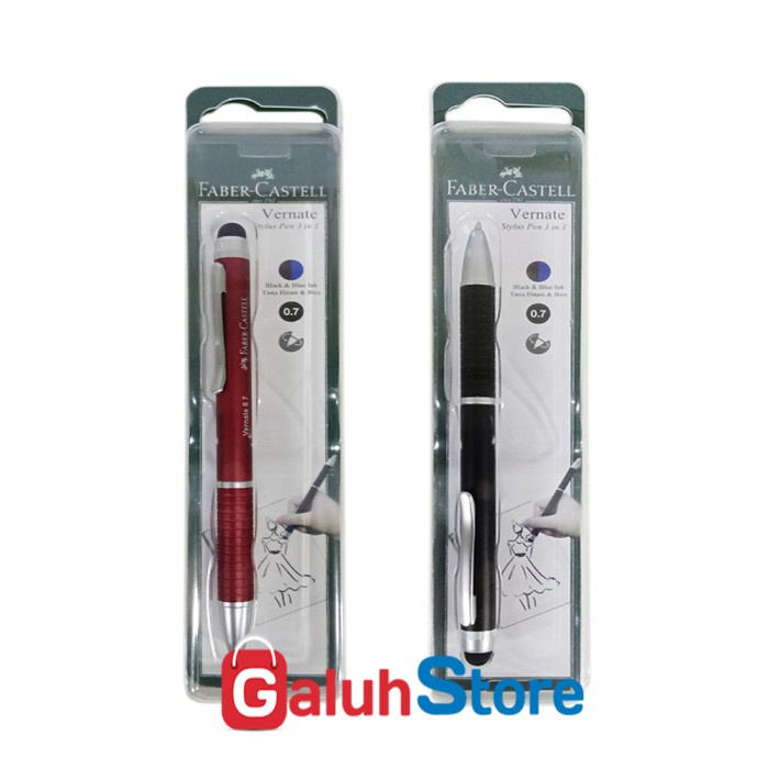 

Hadir Faber Castell Pulpen / Stylus Pen Vernate 0.7 Blue & Black Ink Terbatas