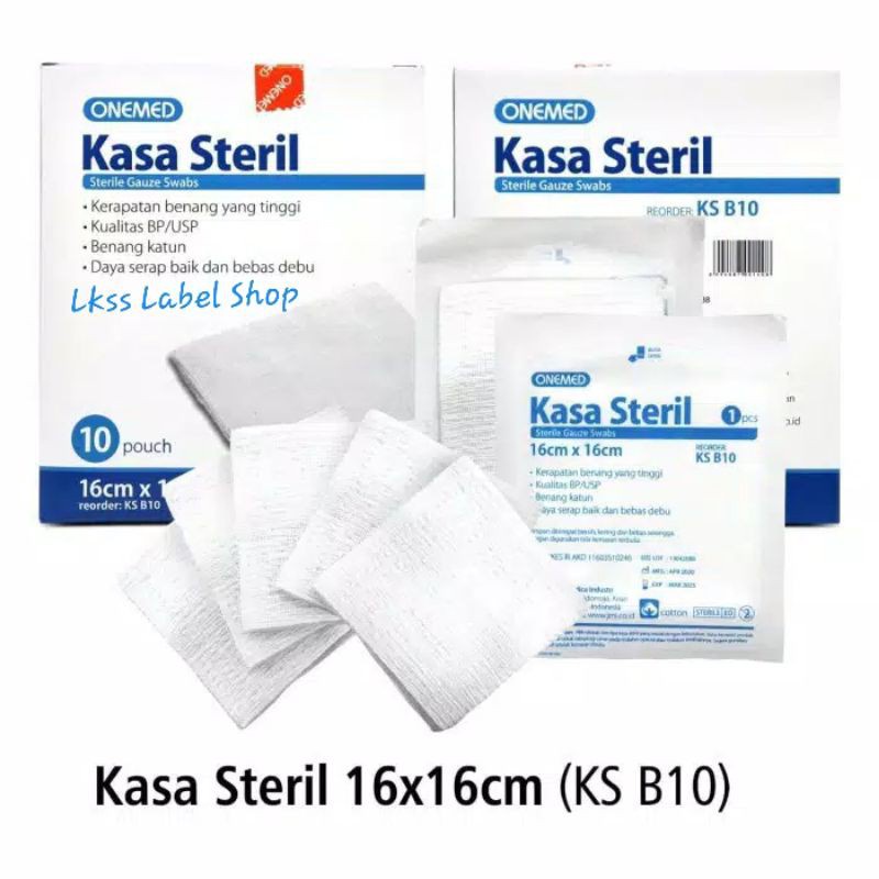 Sterile Gauze Swab Kassa Steril Katun Onemed 16x16cm 1 Box @10pc Kain - KS16