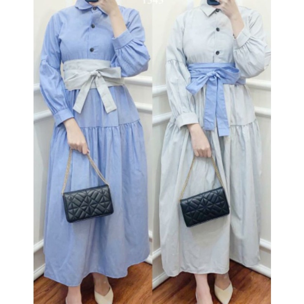 MIDI DRESS KOREAN STYLE MODEL OOTD HIJAB SELEGRAM TERBARU BAJU WANITA HIJAB KEKINIAN TRENDY KEREN | OUTFIT HIJAB PREMIUM MURAH BERKUALITAS