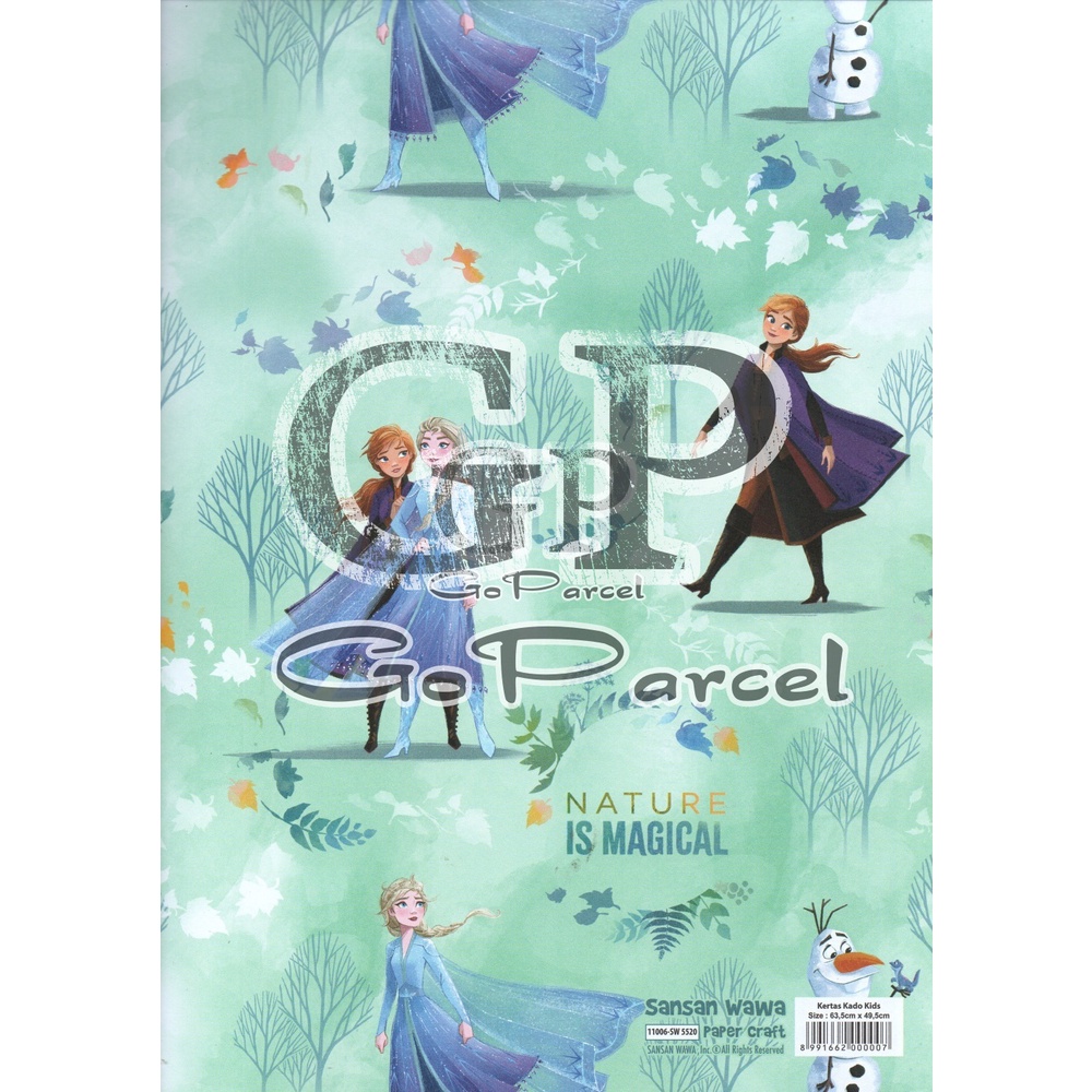 ( 5 Lembar ) FROZEN SANWA - KERTAS KADO - GIFT WRAP PAPER SANSAN WAWA FROZEN PRINCESS ELSA ANNA