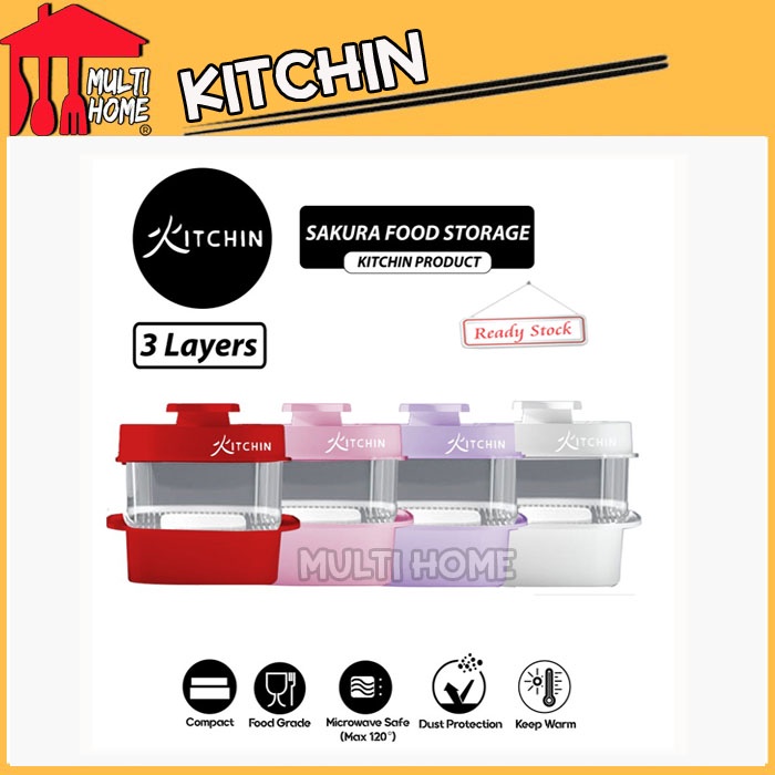 Rak Penyimpanan Makanan 3 Susun dengan Fungsi Penghangat - Kitchin Sakura / Food Storage Food Warmer