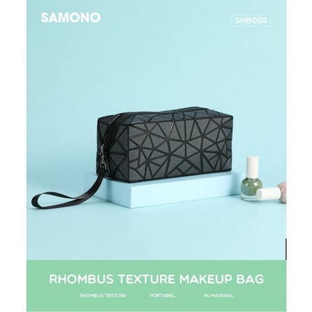 SAMONO SMB002 Dompet Kosmetik Multifungsi Persegi Panjang Anti Air Pouch Travel Hitam Polos PU