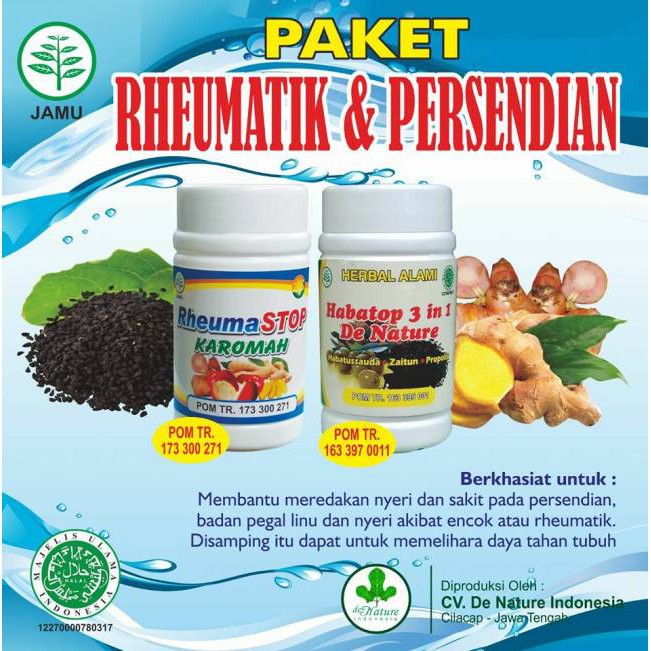 Obat Rhematik Rematik Nyeri Sendi Manjur Denature Indonesia | Rheumastop Habatop De Nature
