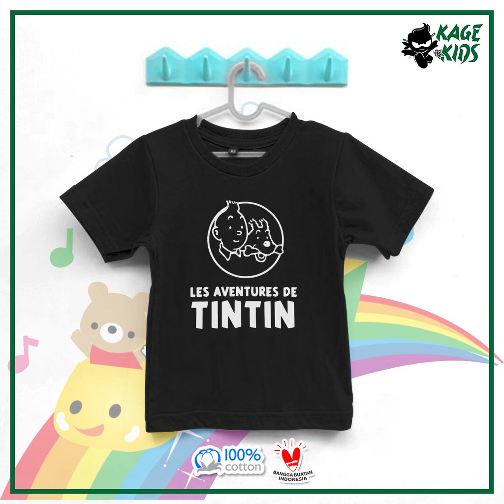 Kaos Baju Distro Anak Les Aventures de Tintin 100% Cotton Combed 30S Lucu Keren / T-Shirt Film Game