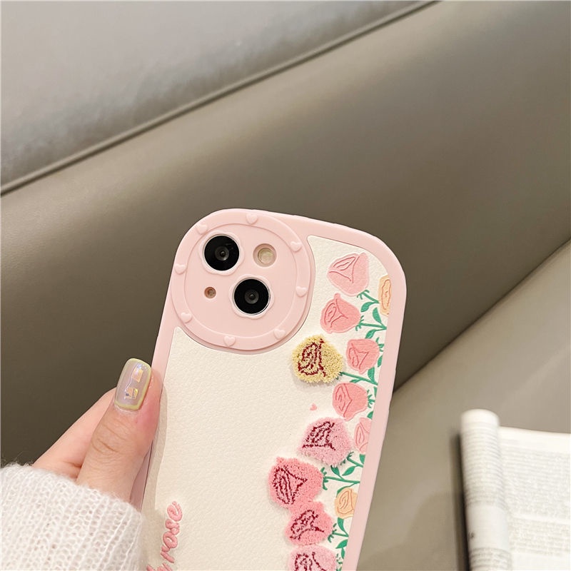 Case Motif Bordir Bunga Tulip Untuk iphone 12 13 11 Pro Max X Xs Max Xr Yih8