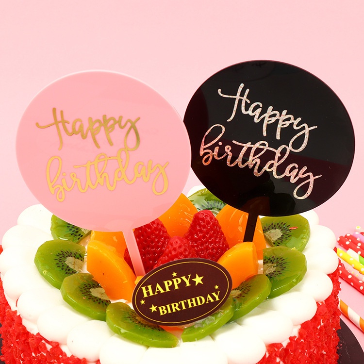 Cake Topper Happy Birthday / Tusukan Hiasan Kue Happy Birthday Acrylic-Won